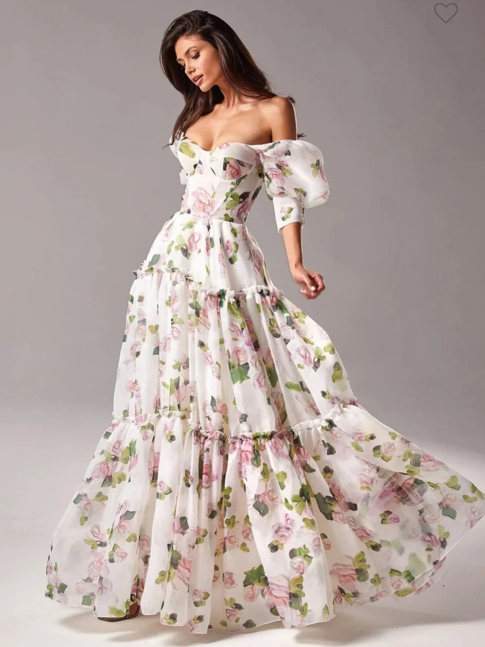Milla Nova - Apple Blossom Feminine voluminous sheer sleeves dress